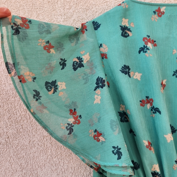 HATCH The Nines Women's Maternity Dress Extra Large Green Floral Flutter Sleeve - Picture 5 of 10